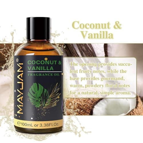 MAYJAM 100ML/3.38FL.OZ Coconut & Vanilla Fragrance Oils with Glass Dropper, Essential Oils for Diffusers for Home, Long Lasting Scented Oils for Diffusers Soap Candle Making - Image 4