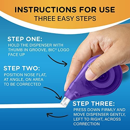 BIC Wite-Out Brand EZ Correct Correction Tape, 39.3 Feet, 2-Count Pack of white Correction Tape, Fast, Clean and Easy to Use Tear-Resistant Tape Office or School Supplies - Image 8