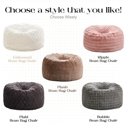 Hobestluk Bean Bag Chairs Giant Beanbag Chair with Filler, Memory Foam Bean Bags with Fluffy & Machine Washable Cover, Bean Bag Chairs for Aduts for Living Room, Bedroom (Grey, 5FT - 50” x 50” x 24”) - Image 9