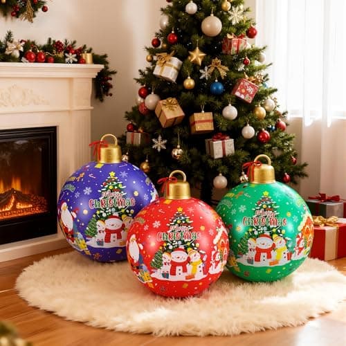 3 Pcs 24 Inch Giant Inflatable Christmas Balls, Large Outdoor Christmas PVC Ornaments, Big Ball Decorations for Yard Outside in Winter Holiday - Image 6