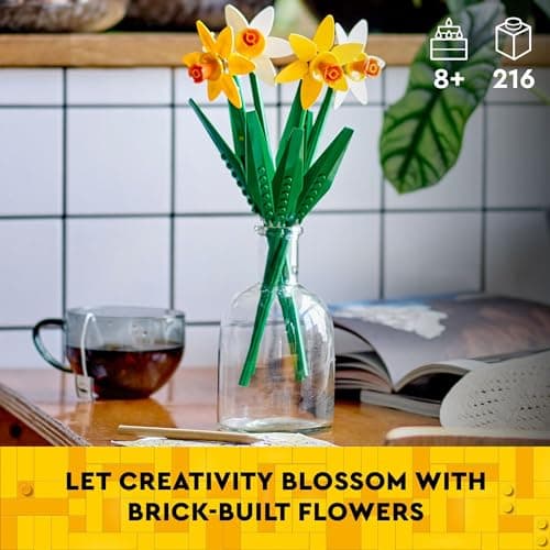 LEGO Daffodils - Building Toy for Kids, Girls and Boys, Ages 8+ - Birthday Gift for Kids - Artificial Daffodil for Bedroom Decor and Display - 40747 - Image 2
