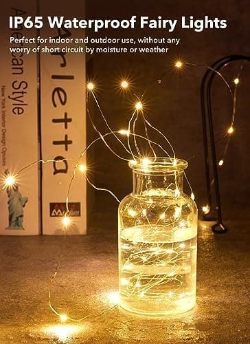 Brightown 12 Pack LED Fairy Lights Battery Operated String Lights - 7ft 20LED Waterproof Silver Wire Firefly Starry Moon Lights for DIY Crafts Wedding Table Centerpieces Party Bedroom Christmas Warm White 12 Pack - Image 3