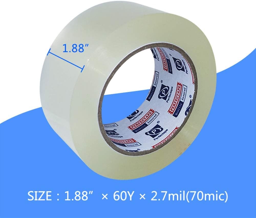 Heavy Duty Packing Tape 6 Rolls, Total 360Y, Clear, 2.7 mil, 1.88 inch x 60 Yards, Ultra Strong, Refill for Packaging and Shipping 6-PACK - Image 2