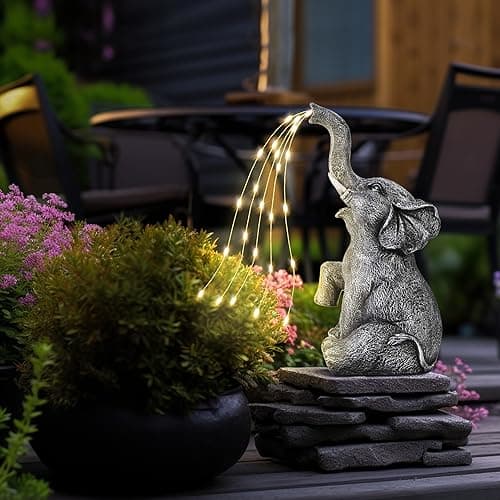 GIGALUMI Solar Garden Decor Watering Elephant Statues Outdoor, Birthday Gifts for Women Mom Grandma Senior Elder, Elephant Ornament for Balcony, Garden, Patio, Yard, Lawn (Constant Lights Only) - Image 8