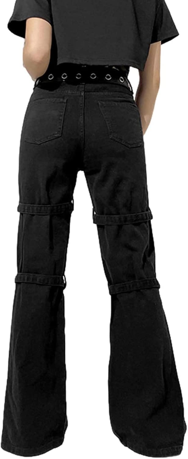 Women Y2k Jeans Grunge Gothic Tripp Pants Punk Goth Pants Vintage Baggy Denim Jeans Trousers Streetwear Large A#black - Image 6