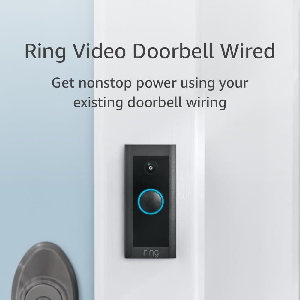 Ring Video Doorbell Wired (newest model), Use Two-Way Talk, advanced motion detection, HD camera and real-time alerts to monitor your front door (wiring required) 1 doorbell Doorbell Only