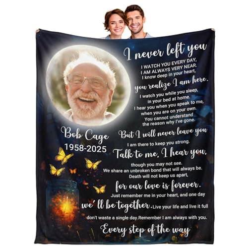 Ship Next Day, Custom Memorial Blanket with Photos for Loss of Loved One - Printed in USA Loving Memory Personalized Sympathy Blanket for Loss of Dad Mom Husband Wife Family Friend Pet in Memory Gifts