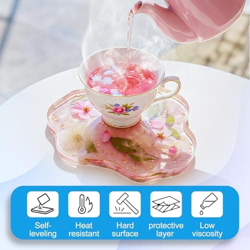Teexpert Crystal Clear Epoxy Resin Kit 1 Gallon Self-Leveling Coating and Casting Resin, High-Gloss & Bubbles Free Resin and Hardener Kit for DIY Art, Jewelry, Table Top, Molds, Wood 1:1 Ratio - Image 5