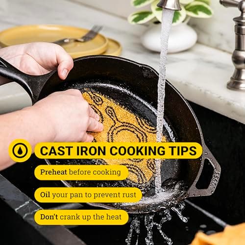 Lodge 10.25 Inch Cast Iron Skillet – Pre-Seasoned Frying Pan with Teardrop Handle – Oven, Stovetop, Grill & Campfire Use – Made in USA – Durable, Non-Toxic, Even-Heating Cookware – Black - Image 7