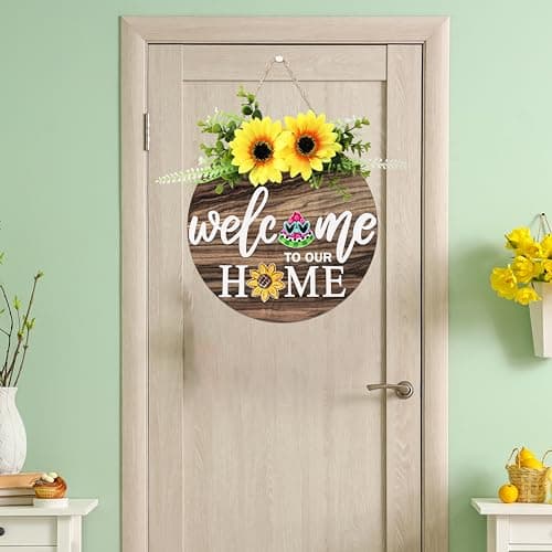 Interchangeable Welcome Sign for Front Door with 4 Seasonal Wreaths and 21 Changeable Icons, Farmhouse Rustic Outdoor Welcome Signs Porch, Holiday Spring Summer Winter Fall Decorations for Home Gifts - Image 7