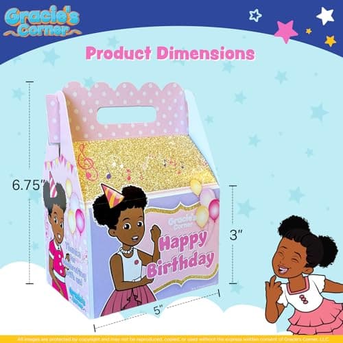 Gracie’s Corner Birthday Party Gable Treat Box, Custom Printed Party Treat Boxes, Party Supplies for Girls’ Birthdays, Baby Showers, and More, Favor Boxes for Party Gifts, and Treats, 8 Count (Pink and Gold) - Image 4