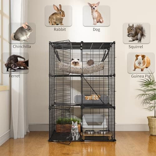 YITAHOME Cat Cage Indoor Cat Enclosures DIY Cat Playpen Metal Kennel with Extra Large Hammock for 1-2 Cats, Ferret, Chinchilla, Rabbit, Small Animals - Image 5