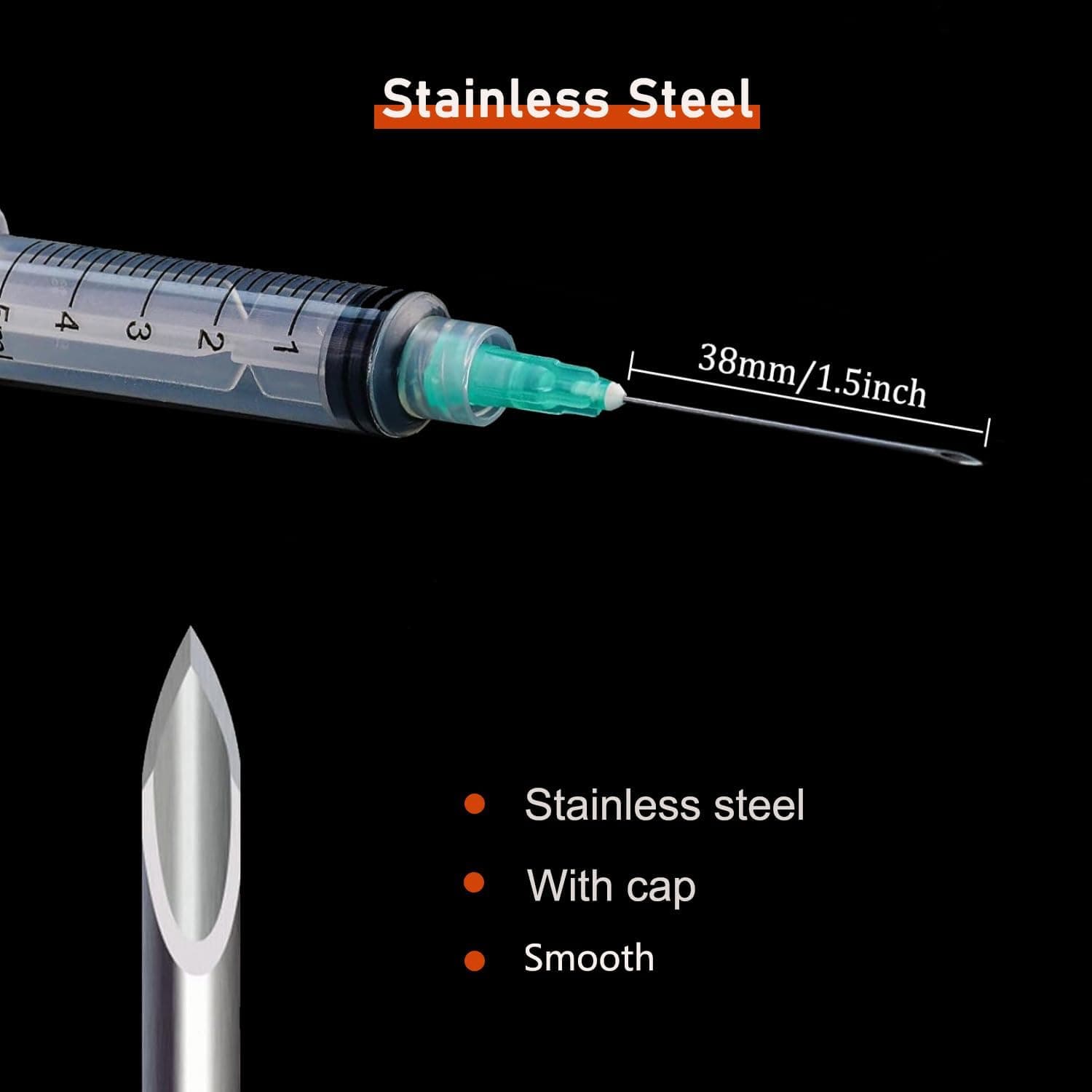 10 Pack 5ml/cc Disposable Luer Lock Lab Syringes with 21Ga 1.5 Inch Needle , Individually Sealed Packed 5ml 10.0 - Image 3