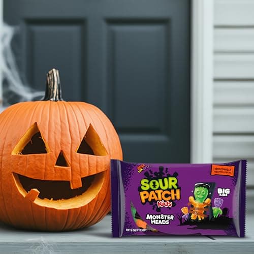 SOUR PATCH KIDS Big Kids Monster Heads Individually Wrapped Soft & Chewy Halloween Candy, 10 oz - Image 4