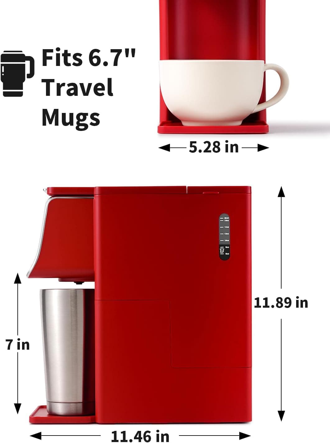 Hot & Iced Coffee Maker, K Cup Coffee Maker Compatible with Ground Coffee, Single-Serve Brewer with Bold Setting, Reusable Filter, Travel Mug Friendly, Compact & Quick Brew, Red - Image 8