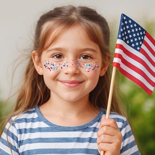 Mysense Patriotic Red White and Blue Body Glitter Stick,4th of July Accessories,Sparkling Face Hair Glitter for Fourth of July Outfit Women Kids,American Pride USA Flag Makeup for Independence Day - Image 2