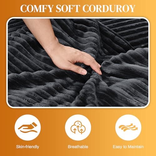 HYJT-H&K 145" U Shaped Cloud Couch Modular Dark Grey Sectional Couches for Living Room, Comfy Fluffy Corduroy Oversized Cloud Sectional Couch Large 6 Seat Sectionals Sofa Set Central Console USB Port - Image 9