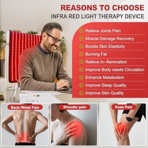 Pedete Red Light Therapy Mat for Body, 39’’ x 24’’Large Near Infrared Light Therapy with Timer, 660nm 850nm Home Red Light Therapy Blanket for Back Belly Shoulder Muscle Joint (Red Max) - Image 3