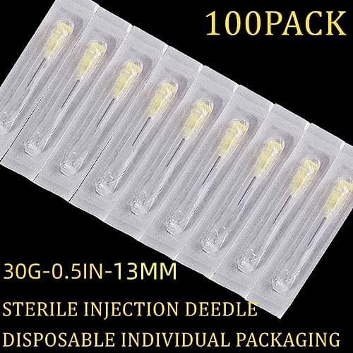 100 Pack 30 Gauge Needle 1/2 Inch, Lab Supplies Dispensing Syringe Needle Individual Sealed Package - Image 4