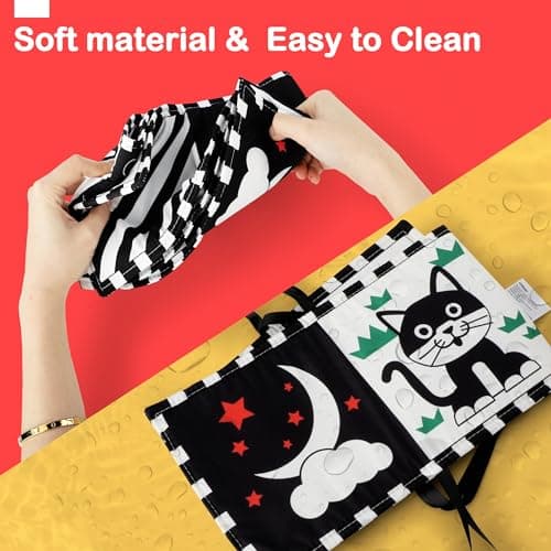 URMYWO Black and White Baby Toys, Tummy Time High Contrast Newborn Toys 0-3 Months, Soft Baby Book, Visual Stimulation Montessori Sensory Infant Toys 0-6-12 Months, Shower Gift for Boys Girls - Image 6