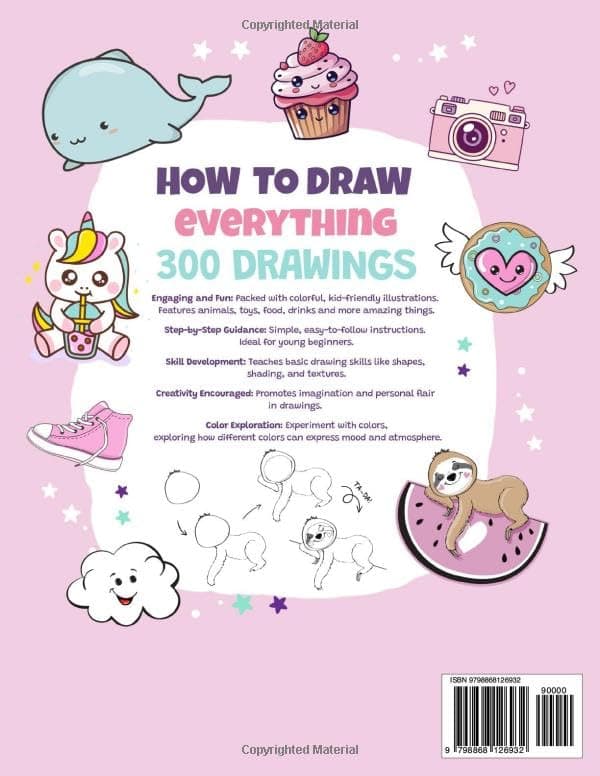 How To Draw Everything: 300 Drawings of Cute Stuff, Animals, Food, Gifts, and other Amazing Things | Book For Kids - Image 3