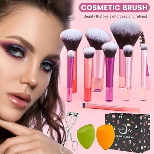 All in One Makeup Kit, Makeup Kit for Women Full Kit, Make Up Gift Set for Women, Makeup Essential Bundle Includes Foundation Eyeshadow Palette Concealer Lipstick Eyeliner Mascara Cosmetic Brush Set - Image 7