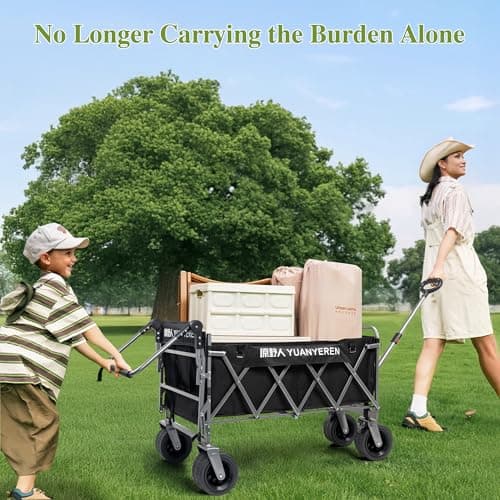 Large Capacity Collapsible Wagon with Opened Tailgate, 500lbs Pulled and Pushed Heavy Duty Folding Wagon Carts, 59" Extra Long Extender Wagons, All-Terrain Big Wheels for Shopping, Sports, Camping - Image 7