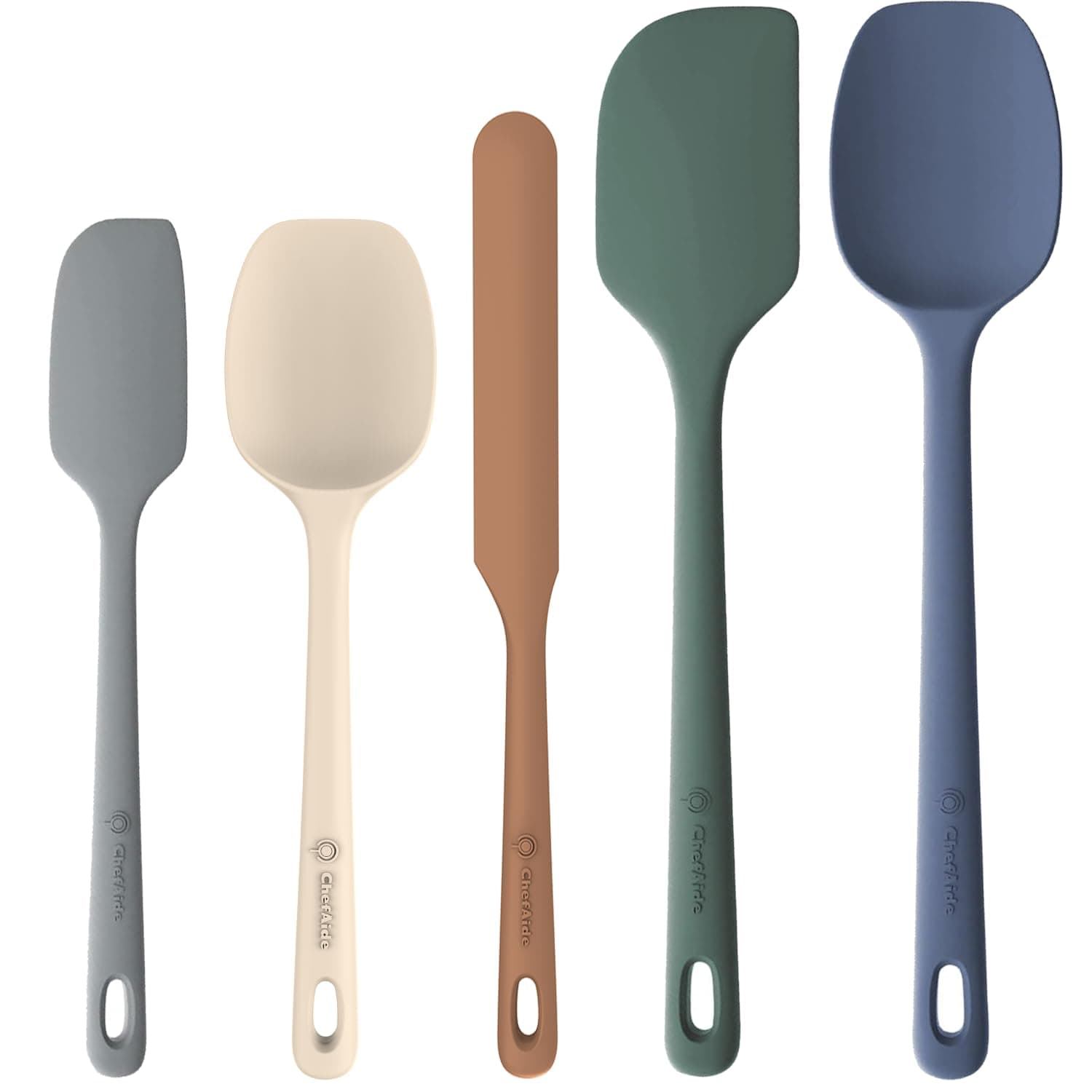 5 Piraso Silicone Spatula Set, Food Grade Rubber Spatula, Upgrade Strong Handle na may Ergonomic Grip, Heat Resistant Hanggang 600°F para sa Nonstick Cookware, Cooking Set-5 Neutral