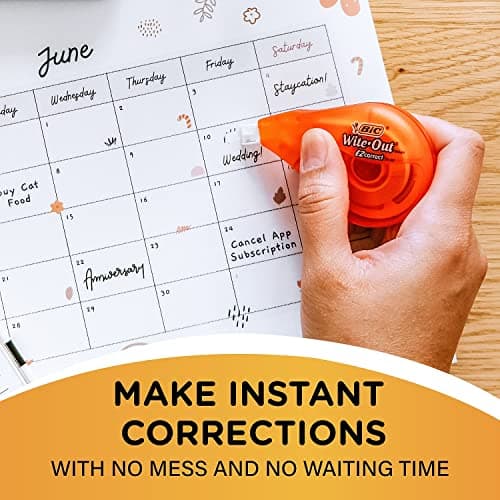 BIC Wite-Out Brand EZ Correct Correction Tape, 39.3 Feet, 2-Count Pack of white Correction Tape, Fast, Clean and Easy to Use Tear-Resistant Tape Office or School Supplies - Image 5