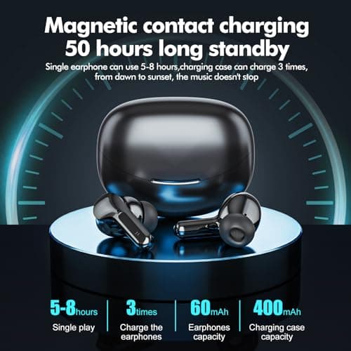 Beniduck Wireless Earbuds Bluetooth 5.3 Headphones HiFi Stereo, Wireless Earphones with Noise Cancelling Mic, 50H Playback Ear Buds with LED Digital Display for iOS/Andriod - Image 3