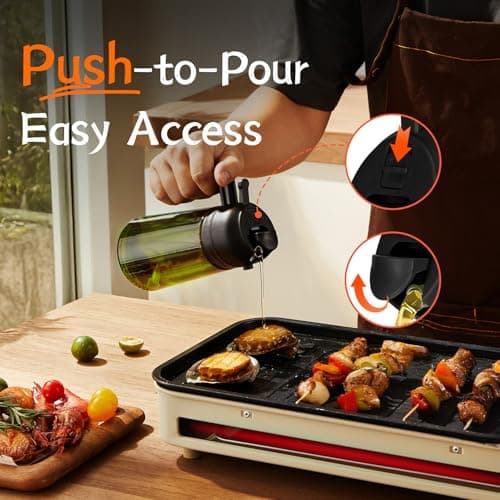 TrendPlain - Original 16oz/470ml Olive Oil Dispenser Bottle for Kitchen Gadgets and Air Fryer Accessories - Olive Oil Sprayer for Cooking w/Stickers - Black - Image 6