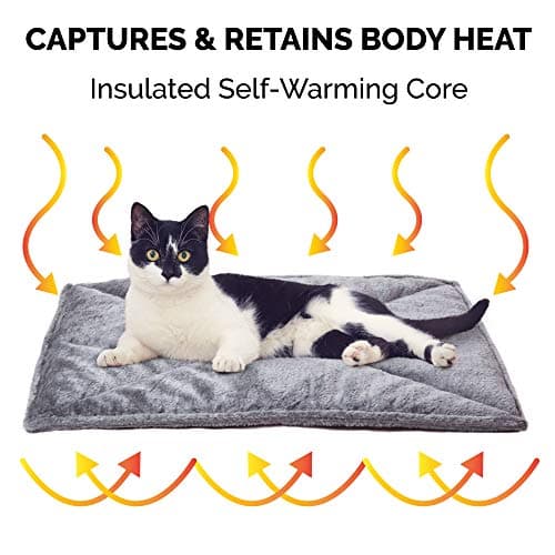 Furhaven ThermaNAP Self-Warming Cat Bed for Indoor Cats & Small Dogs, Washable & Reflects Body Heat - Quilted Faux Fur Reflective Bed Mat - Gray, Small - Image 4