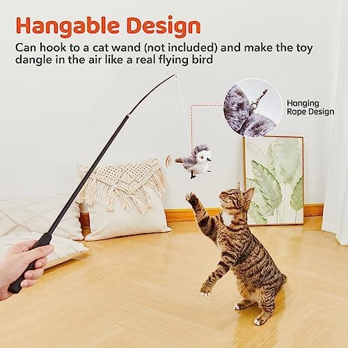 Potaroma Cat Toys Flapping Bird (No Flying), Lifelike Sandpiper Chirp Tweet, Rechargeable Touch Activated Kitten Toy Interactive Cat Exercise Toys for All Breeds Cat Kicker Catnip Toys 4.0" - Image 6