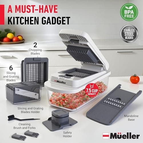 Mueller Pro-Series 10-in-1, 8 Blade Vegetable Chopper, Onion Mincer, Cutter, Dicer, Egg Slicer with Container, French Fry Cutter Potatoe Slicer, Home Essentials & Kitchen Gadgets, Salad Chopper - Image 7