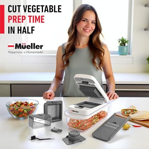 Mueller Pro-Series 10-in-1, 8 Blade Vegetable Chopper, Onion Mincer, Cutter, Dicer, Egg Slicer with Container, French Fry Cutter Potatoe Slicer, Home Essentials & Kitchen Gadgets, Salad Chopper - Image 8
