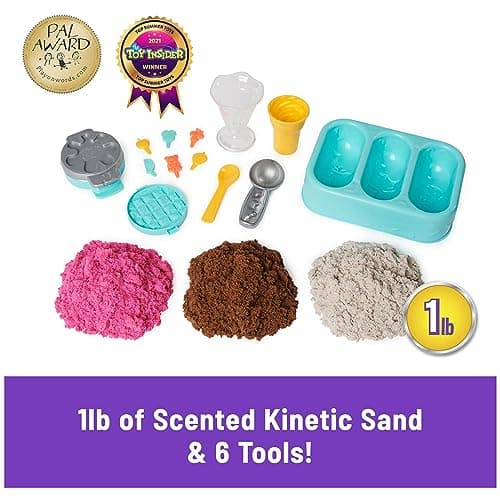 Kinetic Sand Scents, Ice Cream Treats Playset with 3 Colors Scented Play Sand & 6 Tools, Sensory Toys for Kids Ages 3 and up - Image 2