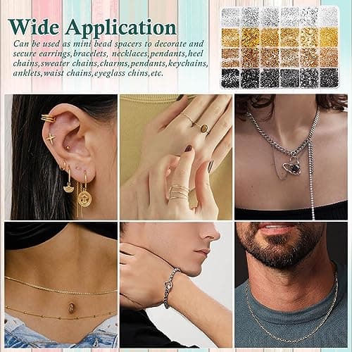 Acejoz 2160 Pieces Crimp Beads Kit for Jewelry Making, Knot Covers, Crimp Bead Covers, Crimp Tubes, Jump Rings and Wire Guardians with Crimping Pliers, Elastic String for Bracelets Necklaces Making - Image 6