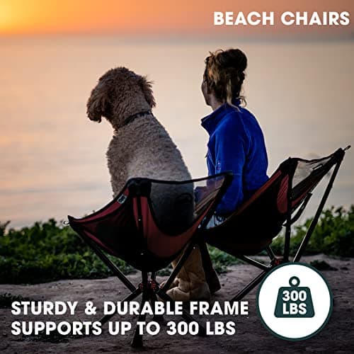 CLIQ Portable Chair - Lightweight Folding Chair for Camping - Supports 300 Lbs - Perfect for Outdoor Adventures - Black, Red (2Pack) - Image 8