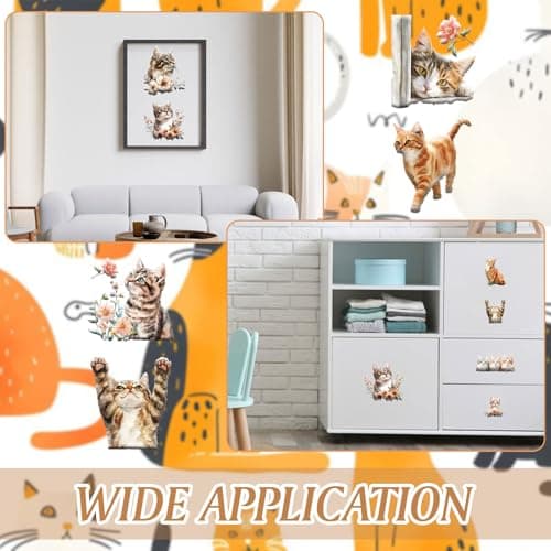 HICOHAND Rub on Transfers for Crafts, 3 Sheets Cats Theme 5.91 * 11.81in Rub on Transfers for Furniture and Crafts for Wood Farbic Glass DIY Home Office Decoration - Image 7