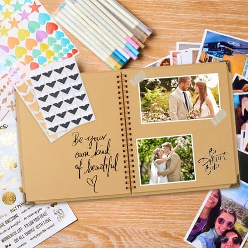 Joyberg Scrapbook 80 Pages, Scrapbooking Supplies 8 x 8 In, Scrapbook Album Suitable for Album Memory Book Wedding, Anniversary Family, DIY Craft Projects (Brown) - Image 2
