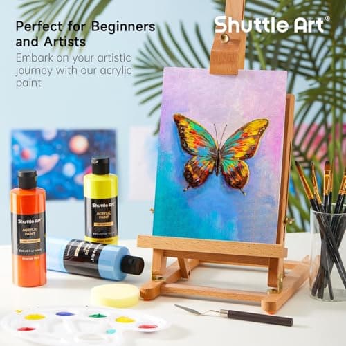 Shuttle Art Acrylic Paint, 24 Colors Acrylic Paint Bottle Set, 250ml/8.45oz Each, Rich Pigments, High Viscosity, Bulk for Artists, Beginners and Kids Painting on Rocks Crafts Canvas Wood - Image 5
