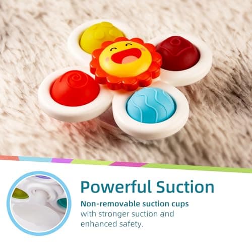 LiKee Strong Suction Cup Fidget Rotating Sensory Bath Toys for Baby, Airplane Car Travel Table & Window Toys for Toddler Boys and Girls, 6+ Months - Image 4