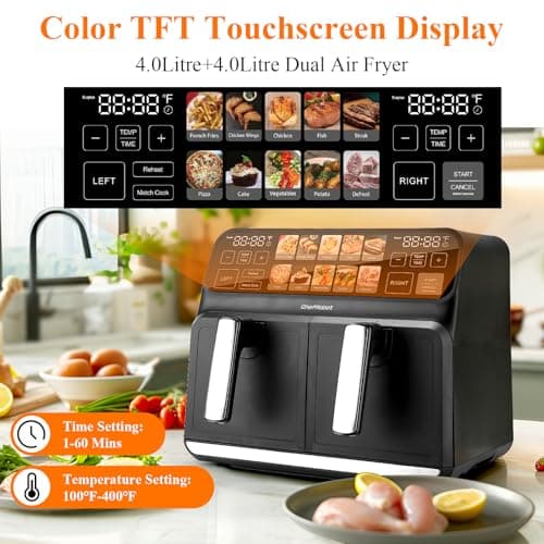 ChefRobot Dual Air Fryer 8 Quart TFT Touch Screen Non Toxic for Family Size/Kitchen/RV - Image 4