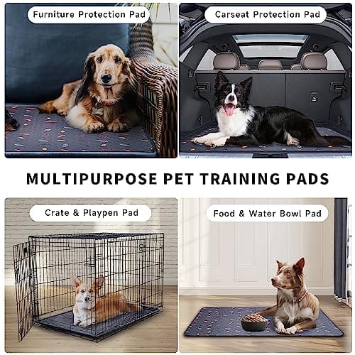 Sunheir Washable Pee Pads for Dogs 2-Pack Reusable Puppy Pet Training Pads, Waterproof Dog Crate, Whelping Pad, Non-Slip Protects Against Urine Leakage (Leaves - Deep Grey, 18x24) F-U1 - Image 4