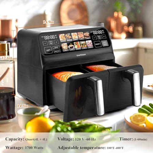 ChefRobot Dual Air Fryer 8 Quart TFT Touch Screen Non Toxic for Family Size/Kitchen/RV - Image 7