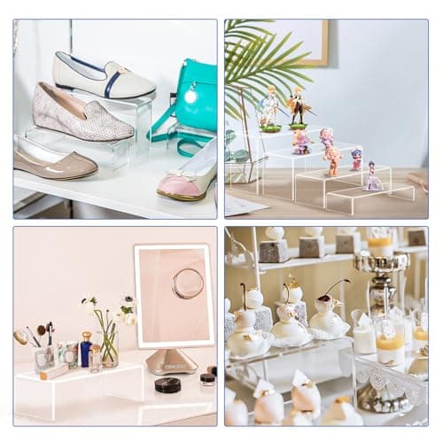 Aheroi Large Acrylic Risers, 8 Pcs 2 Set(7”L~8”L~9”L) Acrylic Display Set Rectangular Stands Shelf Clear Display Risers for Decor, Cake Shelves Retail Shoe Showcase - Image 5