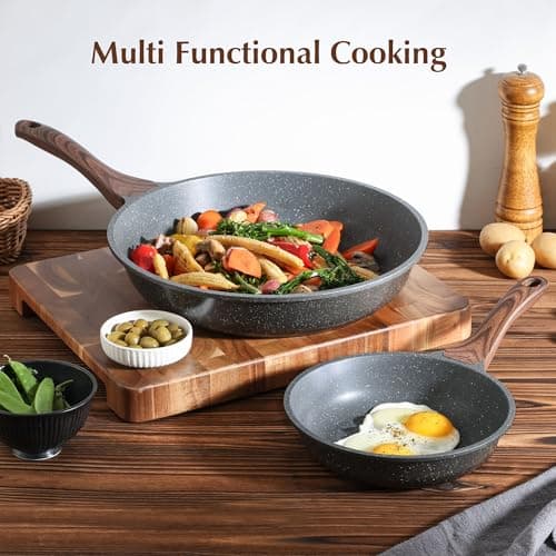 SENSARTE Nonstick Frying Pan Skillet, Swiss Granite Coating Omelette Pan, Healthy Stone Cookware Chef's Pan, PFOA Free (8/9.5/10/11/12.5 Inch) (9.5 Inch) - Image 8