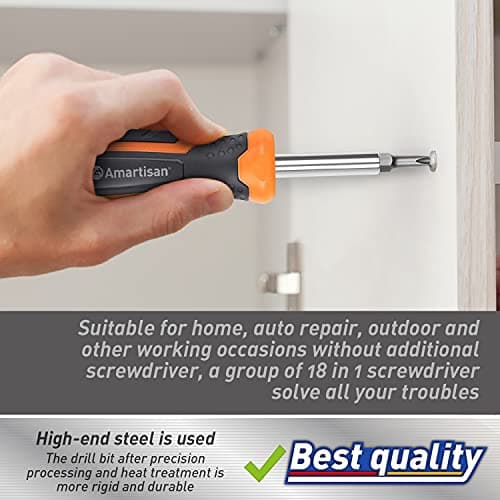 Amartisan 18-in-1 Multi-bit Screwdriver Set Tool All in One, Portable Multi-Purpose Screwdriver, Slotted/Philips/Pozi/Torx/Square,Nut Driver - Image 6