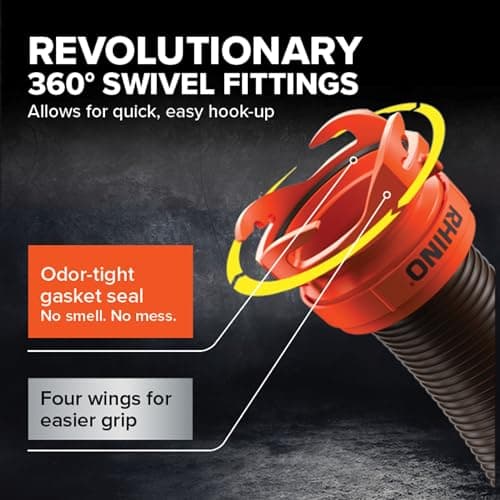 Camco RhinoFLEX 15-Ft RV Sewer Hose Kit - Features Clear Elbow Fitting w/Removable 4-in-1 Adapter - Connects to 3” Slip or 3”/3.5”/4” NPT Threaded Sewer Connection (39770) - Image 4