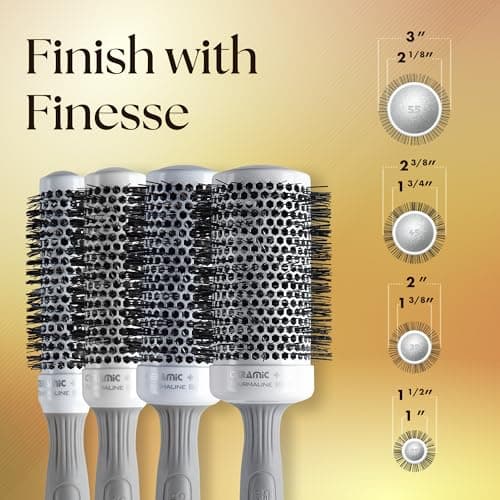 Amazon.com: Olivia Garden Ceramic + Ion Round Thermal Hair Brush - Not Electrical - Professional Blowout Brush for Normal to Thick Hair - 1" to 2 1/8 Diameter Barrel - White and Grey - CI-25,CI-35, CI-45, CI-55 : Beauty & Personal Care - Image 4
